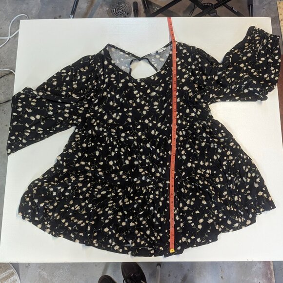American Eagle Size Small Black Floral Boho Top - Picture 10 of 15
